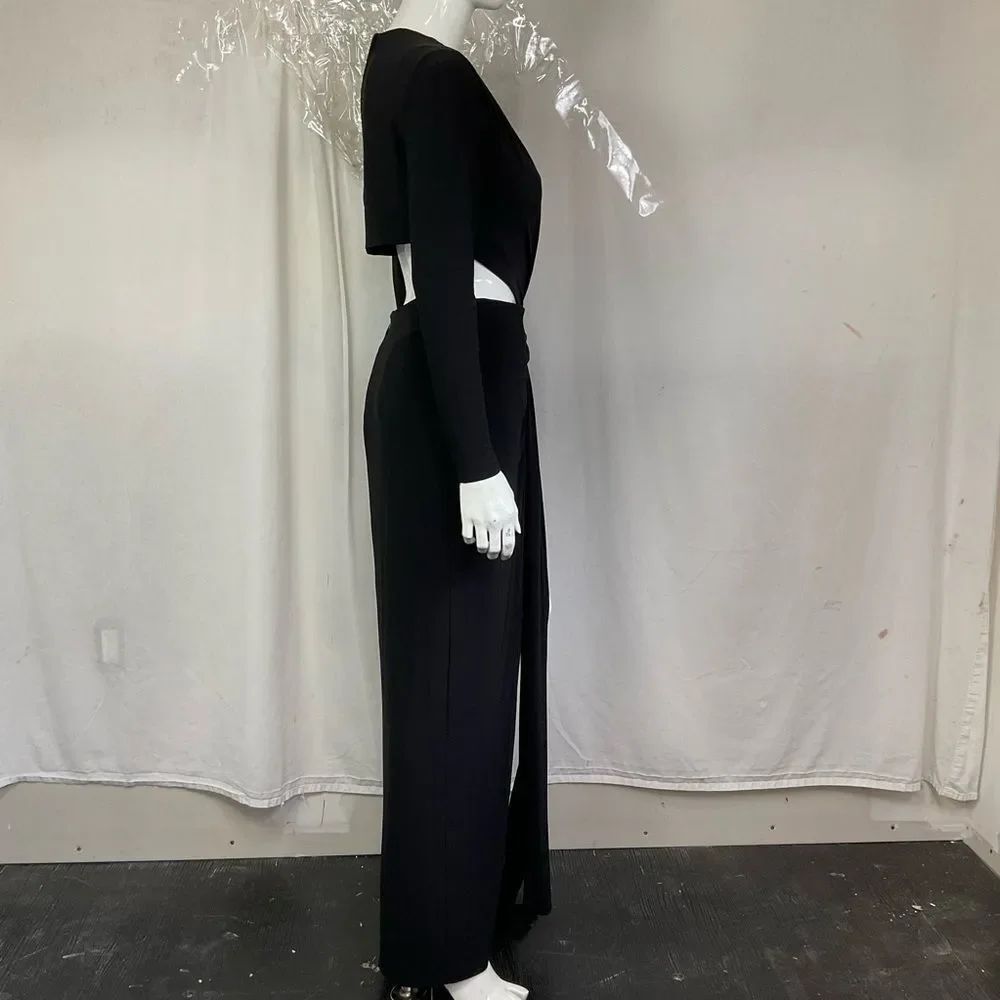 NEW Ieena Mac Duggal Black 27426 High Slit Cutout Gown Maxi Dress Size 6 - Picture 5 of 10